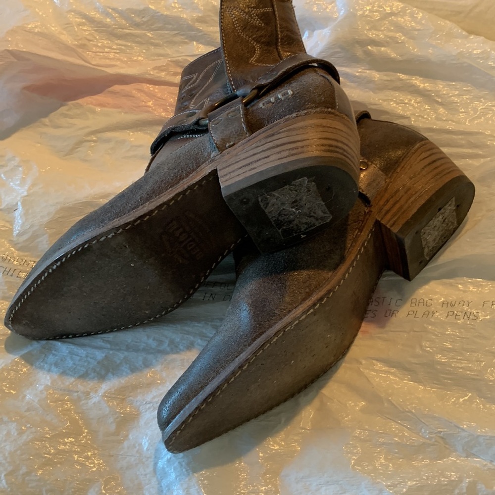 Bed Stu Distressed Brown Ankle Cowboy Booties Size 6 - Picture 4 of 6